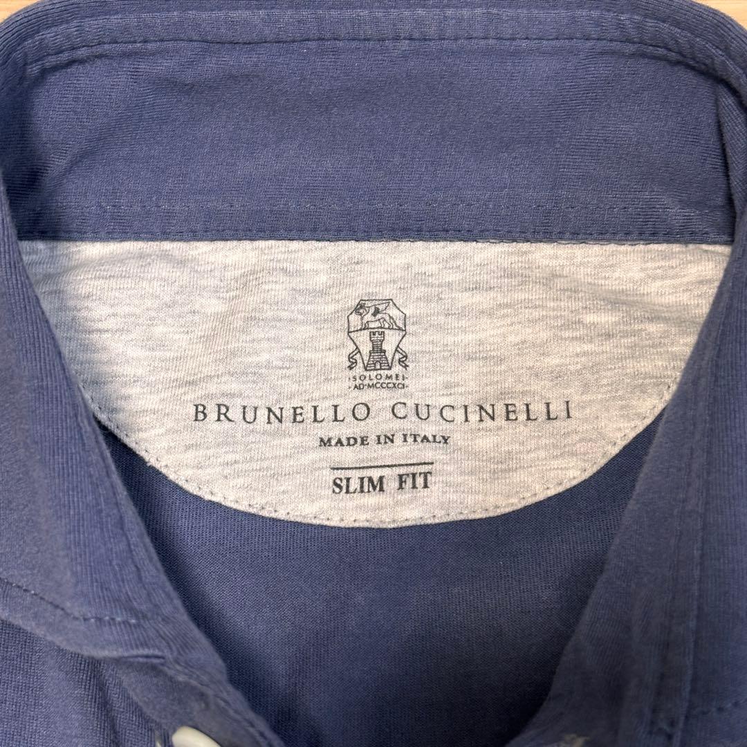 美品 ブルネロクチネリ 長袖 スリムフィット ポロシャツ Sサイズ ネイビー