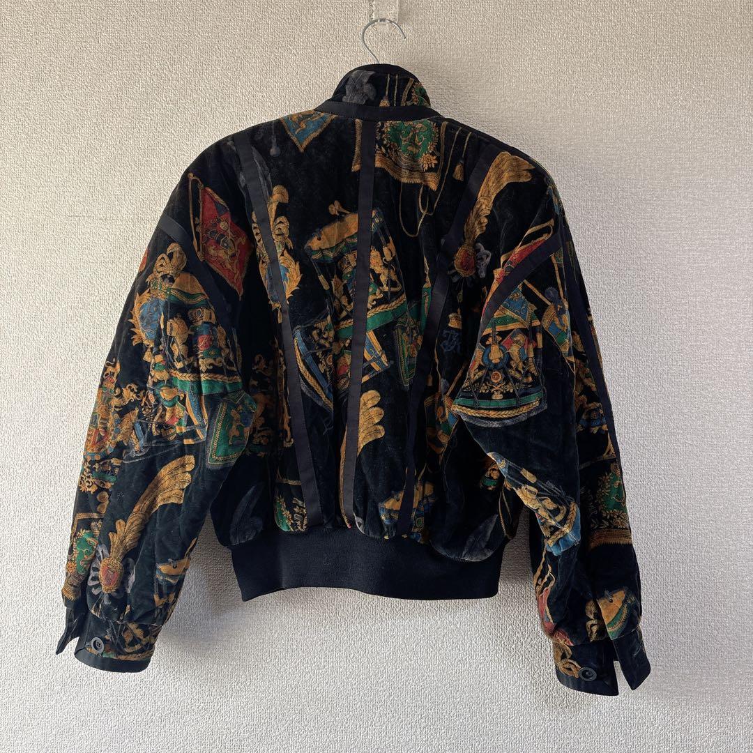 ESCADA ヴィンテージ ベロア　総柄ブルゾン スカーフ柄　綿混　ドイツ製