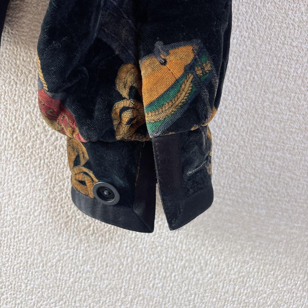 ESCADA ヴィンテージ ベロア　総柄ブルゾン スカーフ柄　綿混　ドイツ製