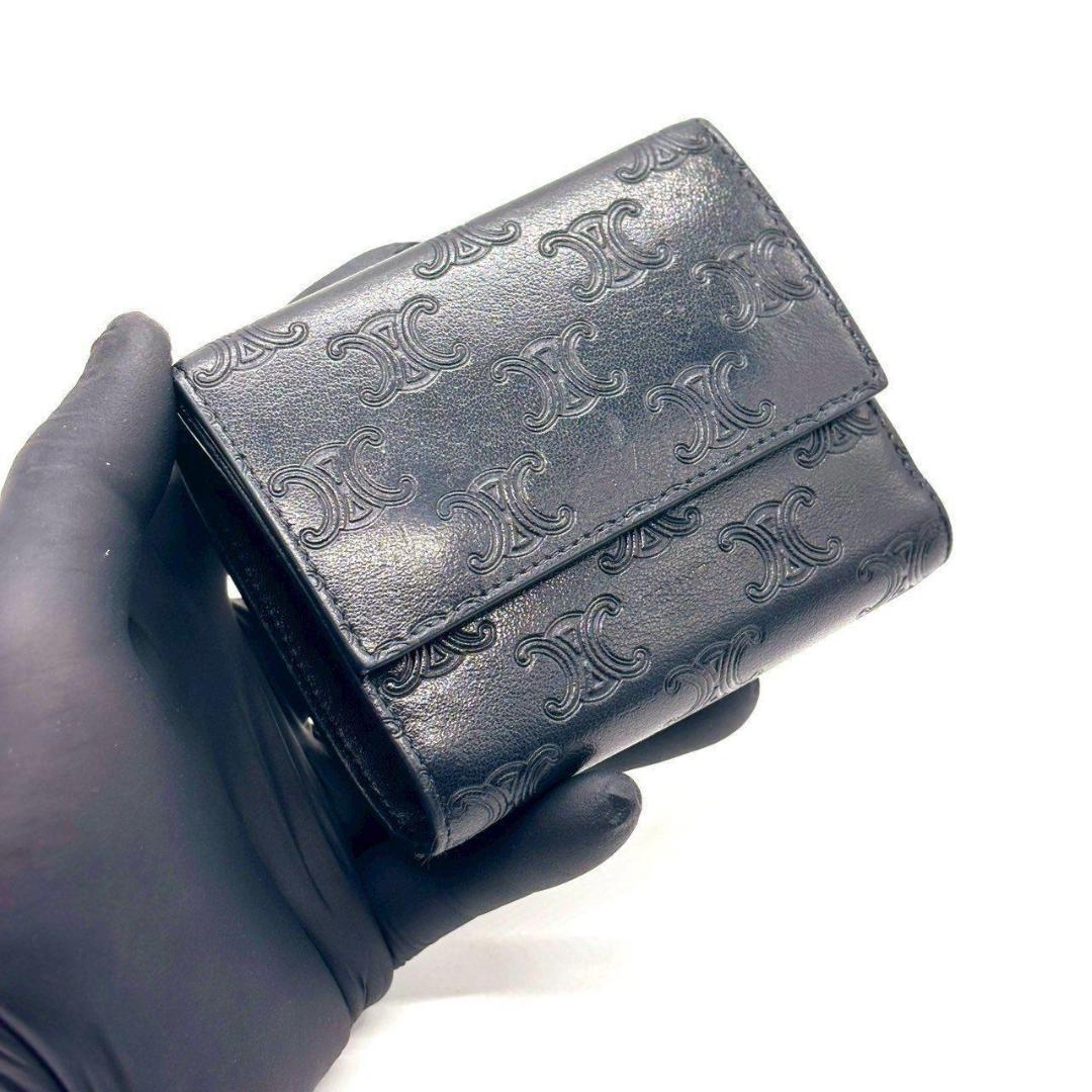 け*ん様 セリーヌ　三つ折り財布 コンパクトウォレットトリオンフ 総柄 エンボス