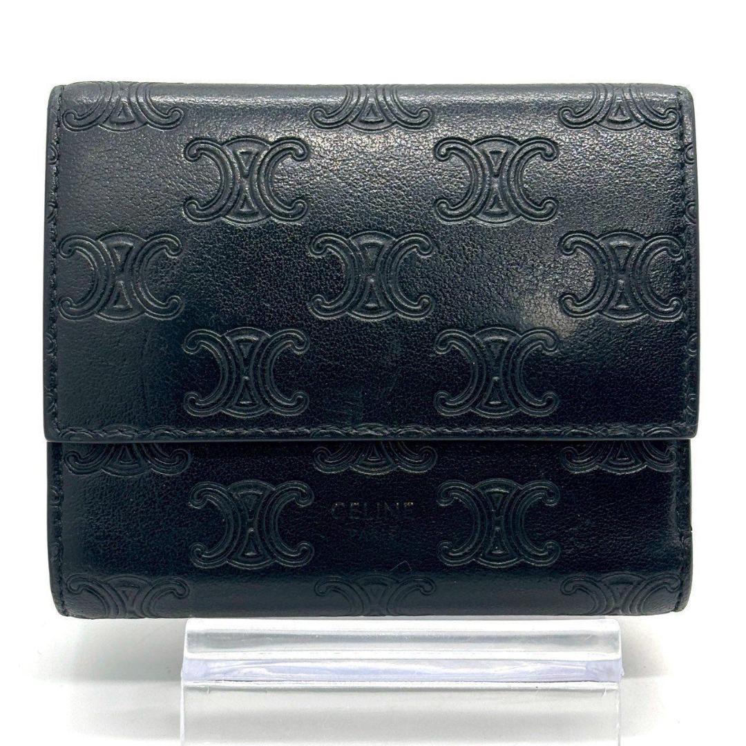 け*ん様 セリーヌ　三つ折り財布 コンパクトウォレットトリオンフ 総柄 エンボス