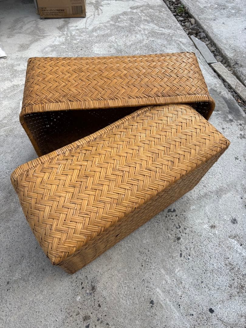 収納箱 衣装入れ 竹籠 古道具古民家　昭和レトロ　竹行李