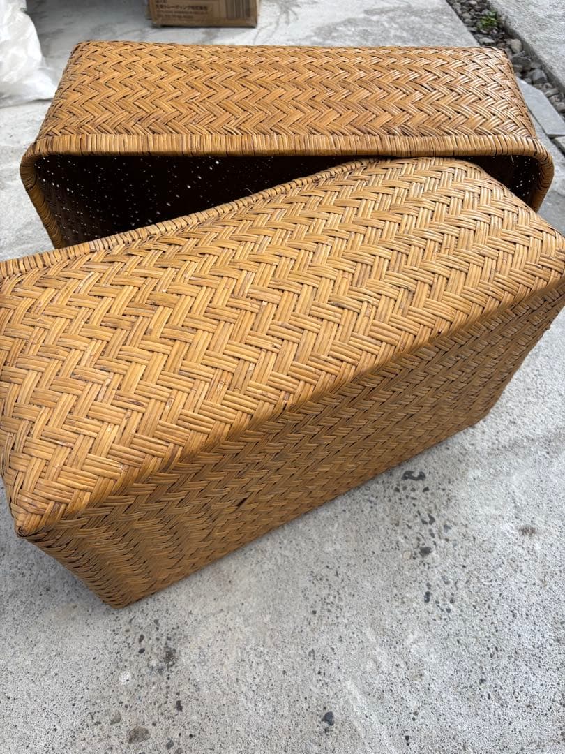 収納箱 衣装入れ 竹籠 古道具古民家　昭和レトロ　竹行李