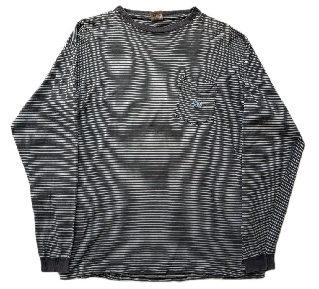 90s OLD stussy オールドステューシー　ボーダー　長袖　白タグ
