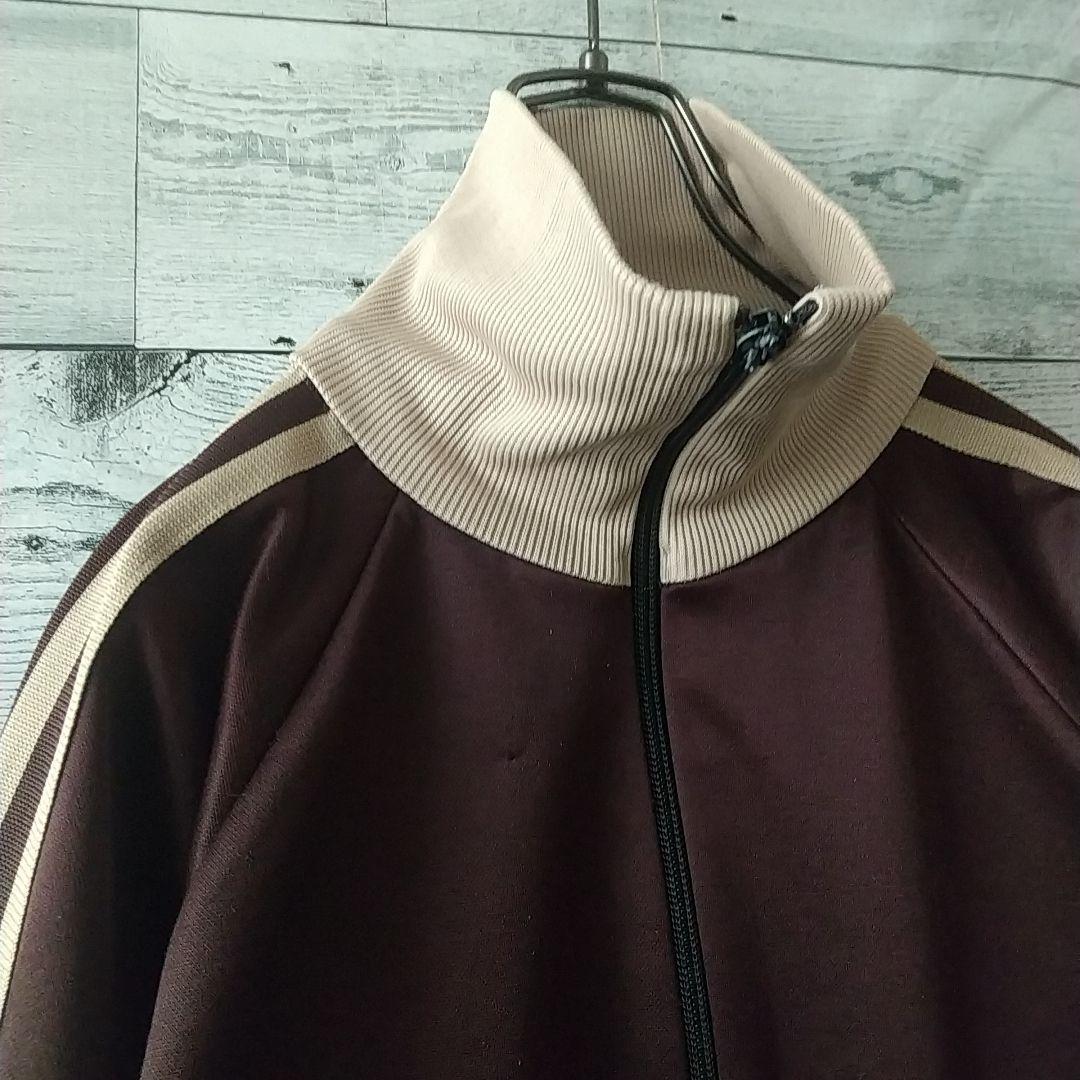 人気カラー☆アディダス 刺繍 デサント製 トラックジャケット ブラウン×ベージュ