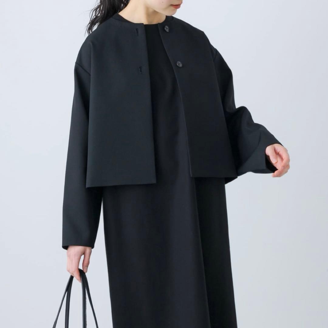 かぐれ　ノーカラージャケット　ブラック　2025