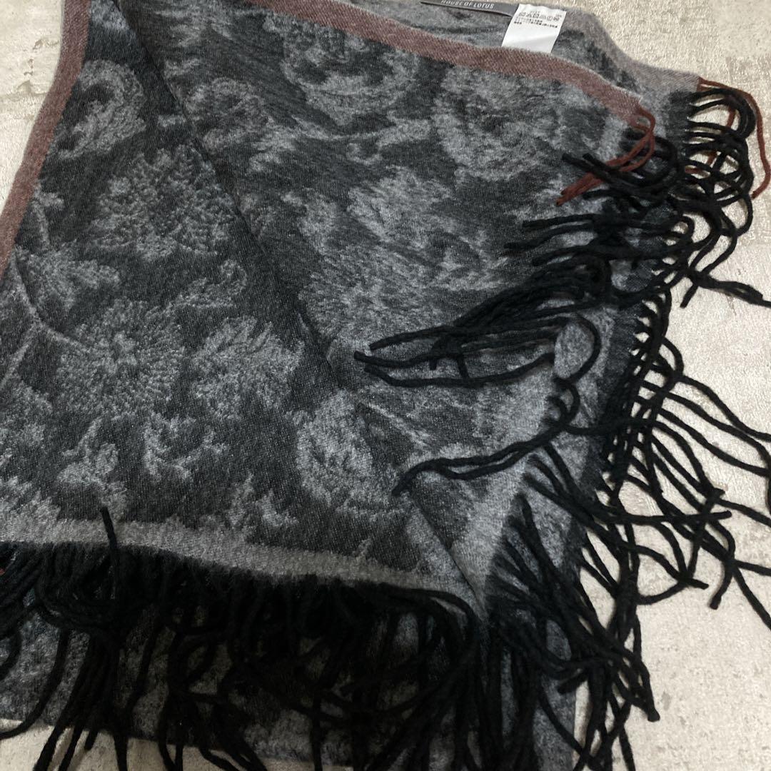 HOUSE OF LOTUS ボタニカル柄　カシミヤ大判ストール　マフラー
