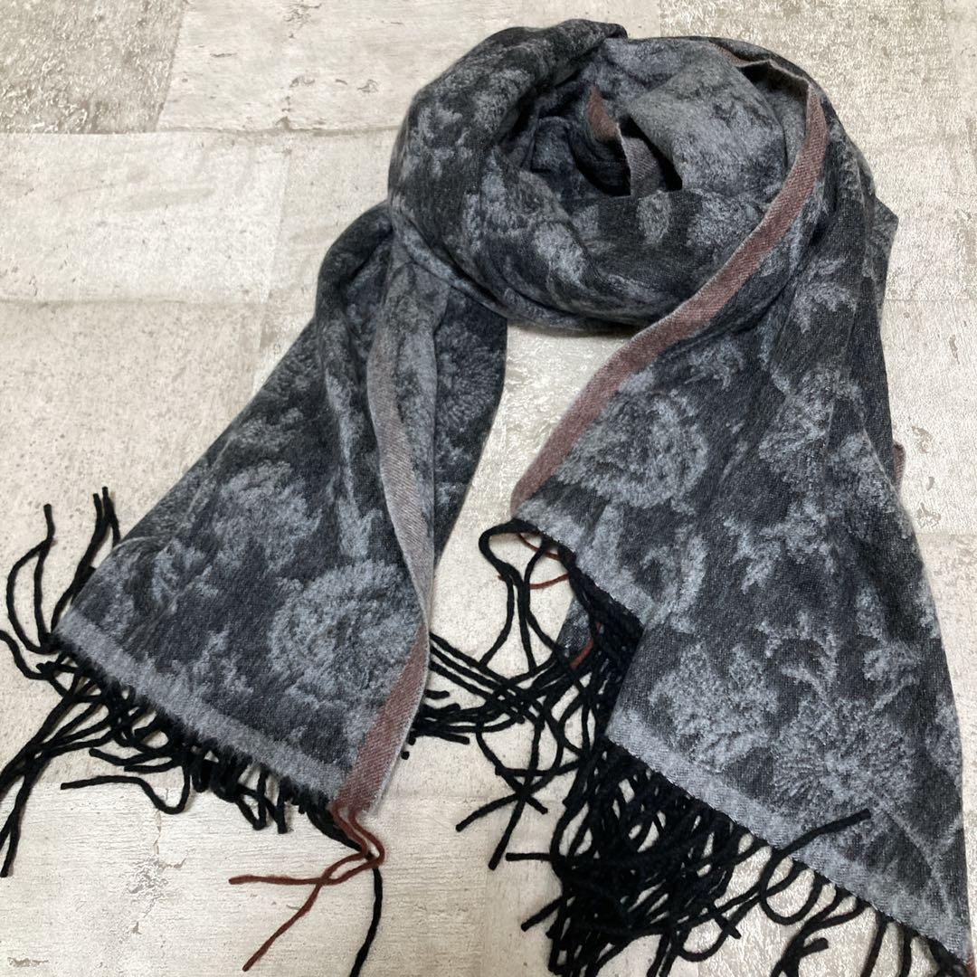 HOUSE OF LOTUS ボタニカル柄　カシミヤ大判ストール　マフラー