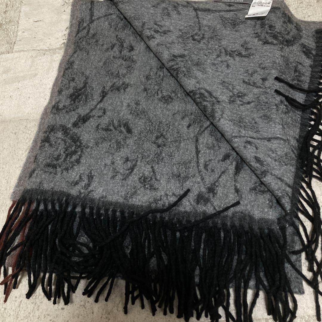 HOUSE OF LOTUS ボタニカル柄　カシミヤ大判ストール　マフラー
