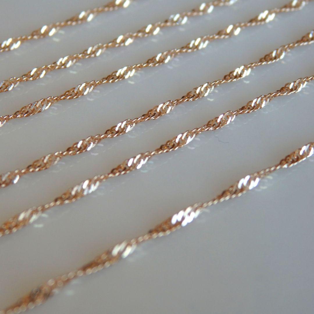 Mu-　k18ネックレス　PG　スクリューチェーン　1.3㎜幅