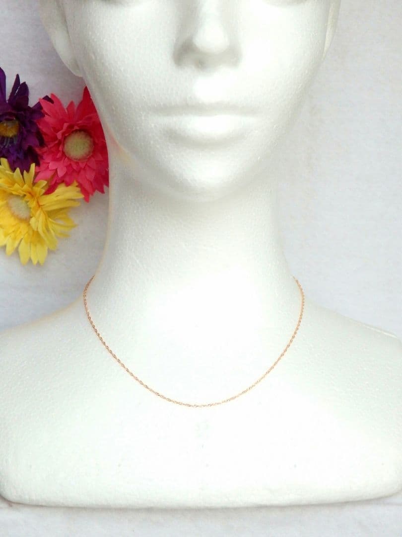 Mu-　k18ネックレス　PG　スクリューチェーン　1.3㎜幅