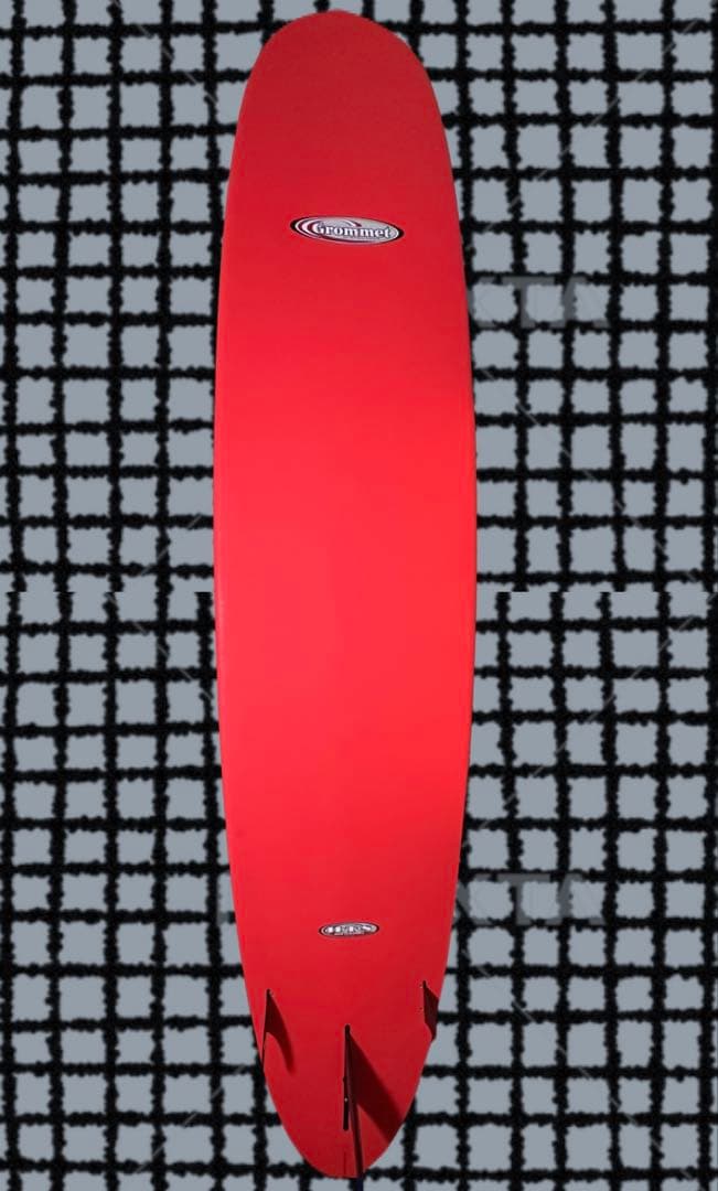 赤色ロングボード フィン付き