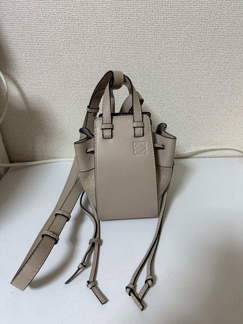 【極美品】LOEWEロエベ ハンモック ミニ DW レザー&リネン ライトオーク
