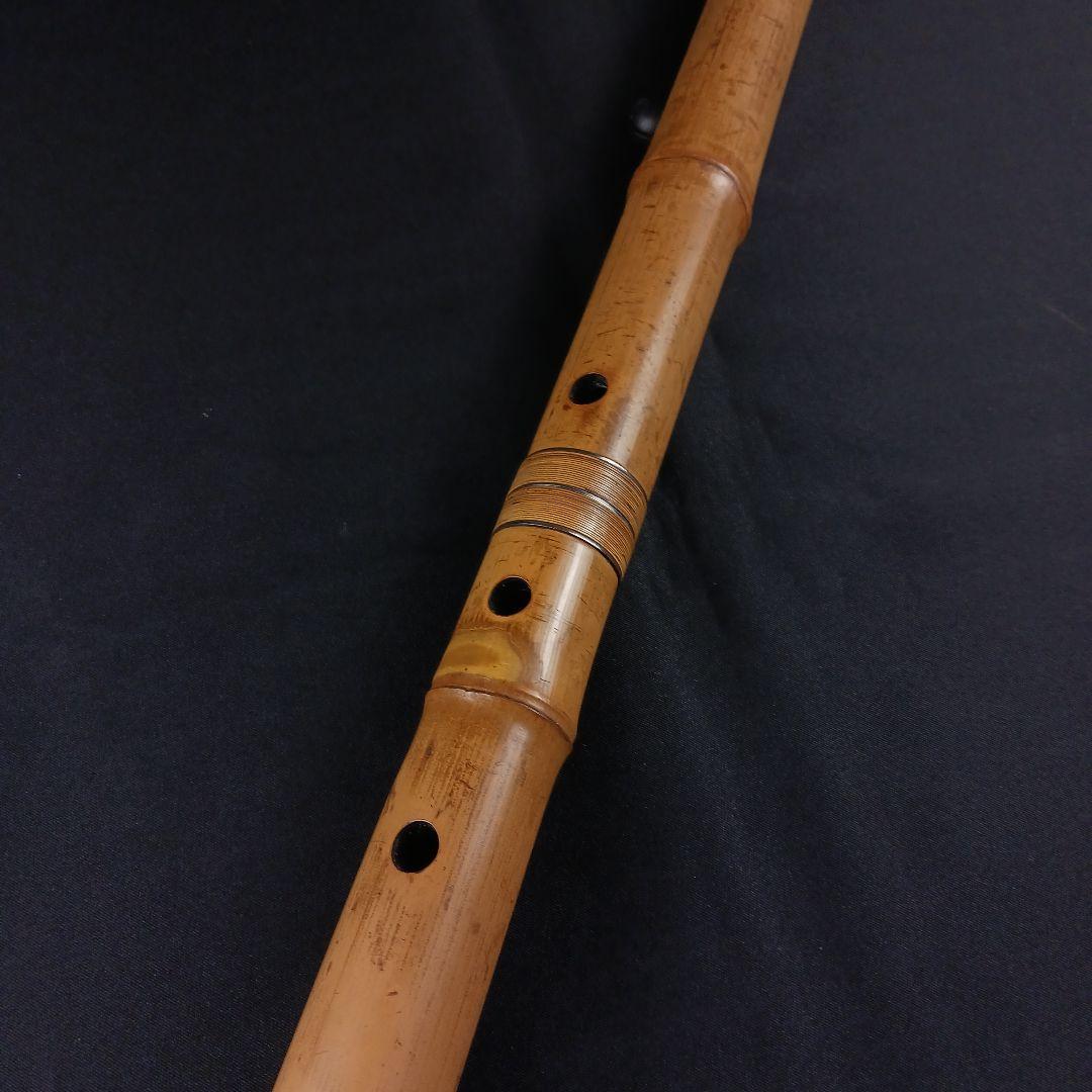 Y2886-2 琴古流 尺八 林山銘 銀三線藤巻 全長63㎝ 竹製