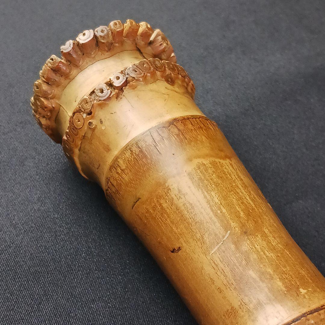 Y2886-2 琴古流 尺八 林山銘 銀三線藤巻 全長63㎝ 竹製