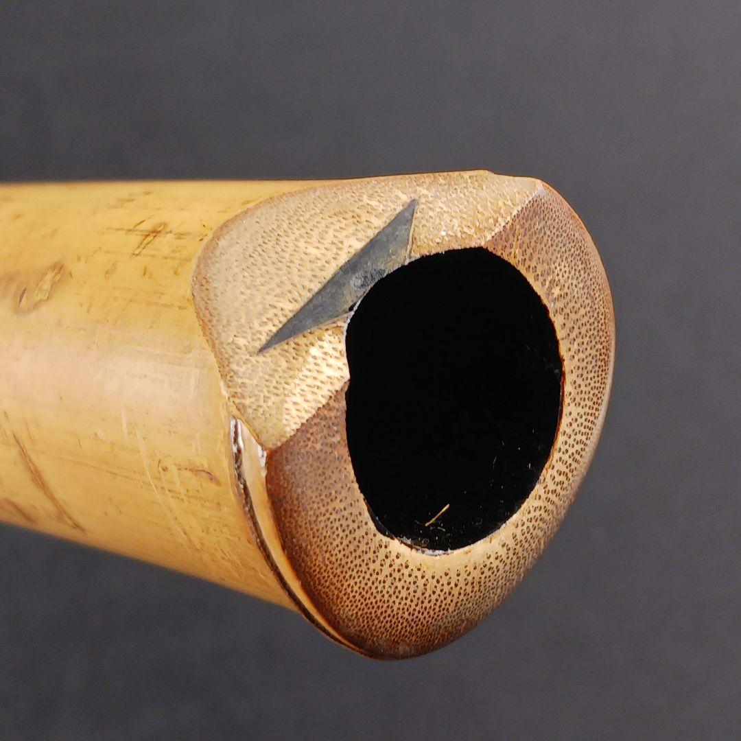 Y2886-2 琴古流 尺八 林山銘 銀三線藤巻 全長63㎝ 竹製