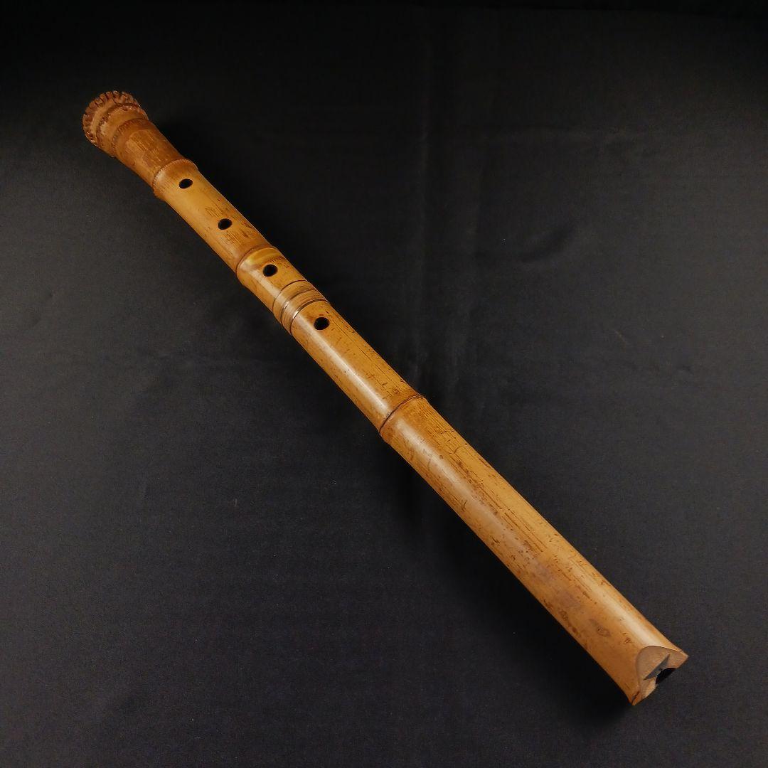 Y2886-2 琴古流 尺八 林山銘 銀三線藤巻 全長63㎝ 竹製