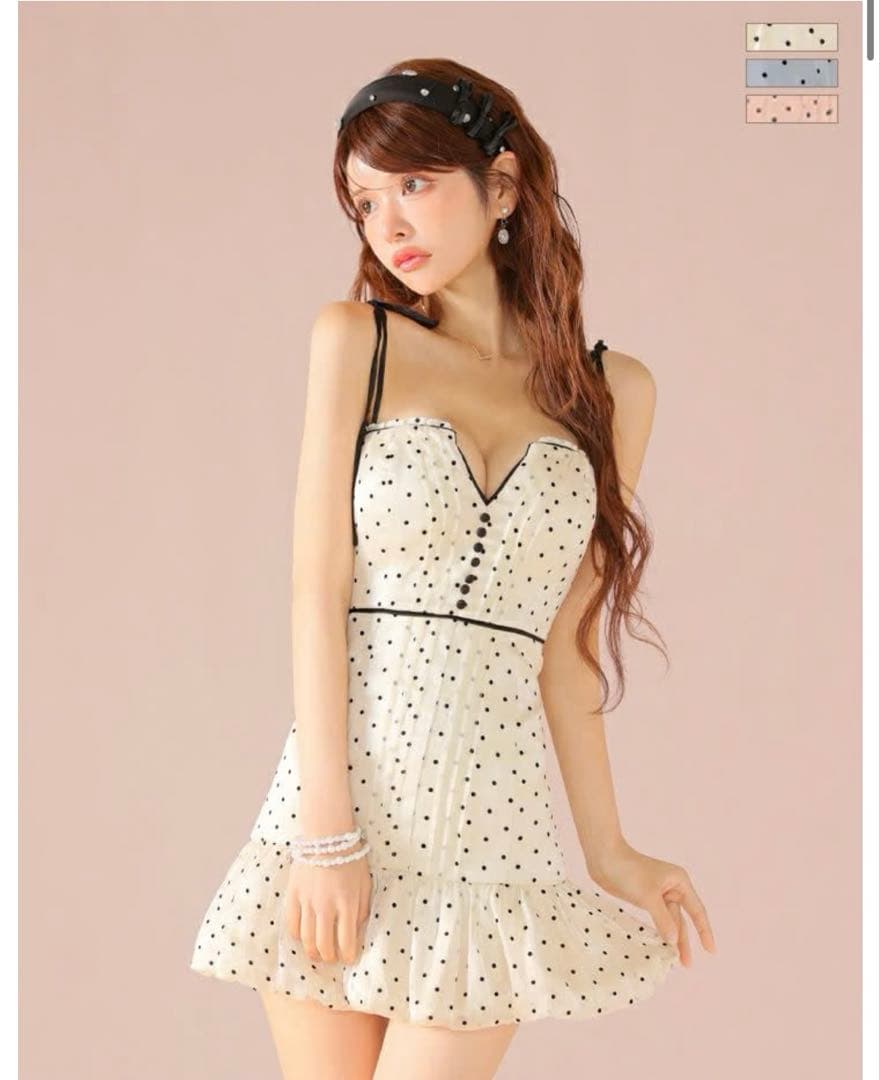 Robe de Fleurs ドット柄キャミソールドレス