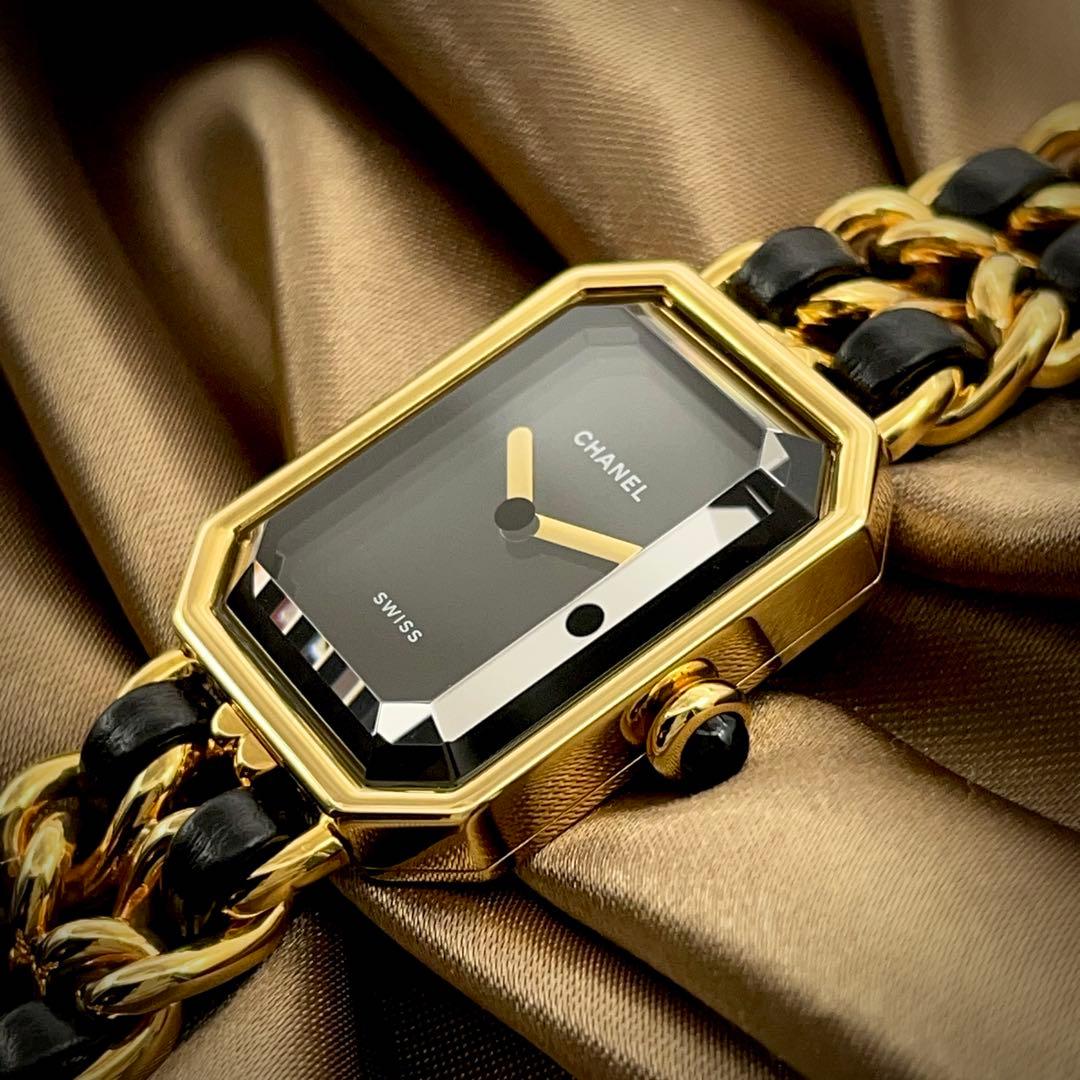 T172 シャネル プルミエールL H0001 GP×レザー クォーツ