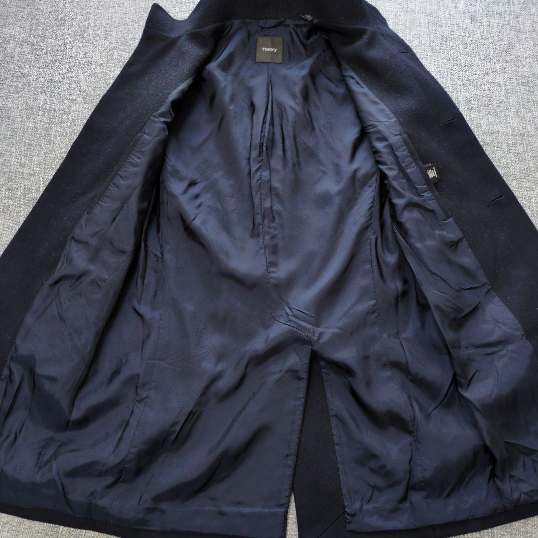 セオリー　近年　メンズ　カシミヤ混　BELVIN　スタンドカラーコート　ネイビー