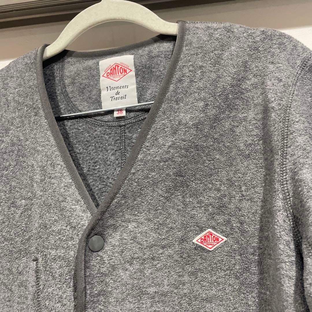 DANTON フリース カラーレス コート 38 グレー