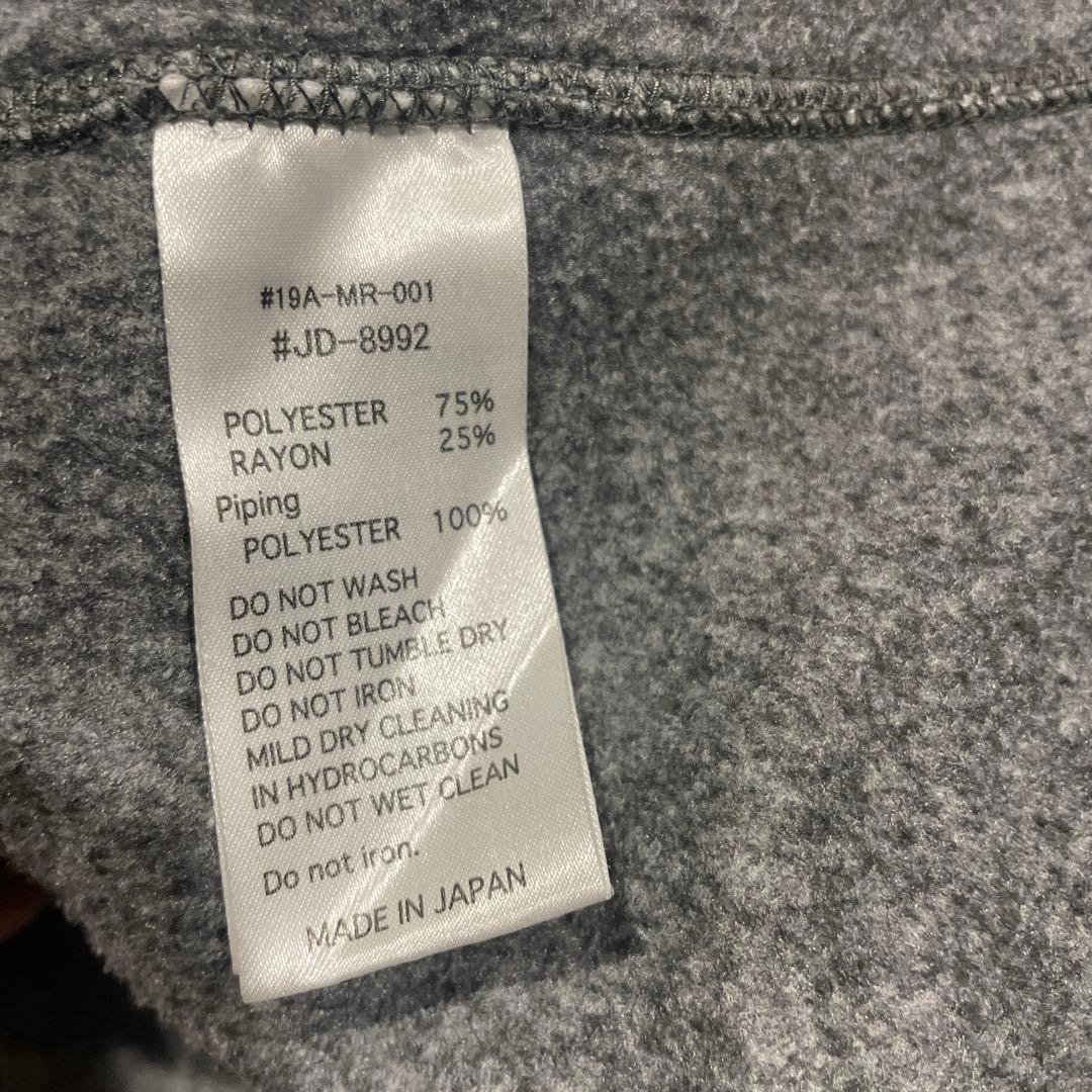 DANTON フリース カラーレス コート 38 グレー