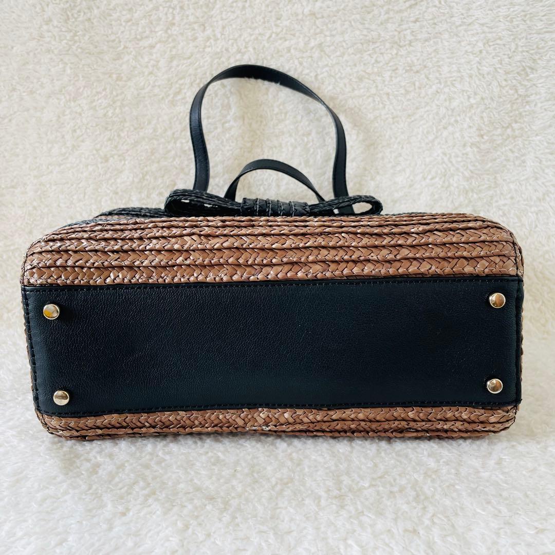 【美品】kate spade カゴバッグ ハンドバッグ バイカラー リボン