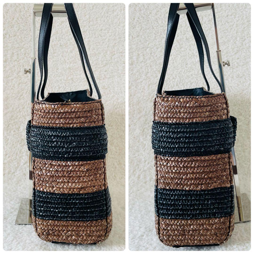 【美品】kate spade カゴバッグ ハンドバッグ バイカラー リボン