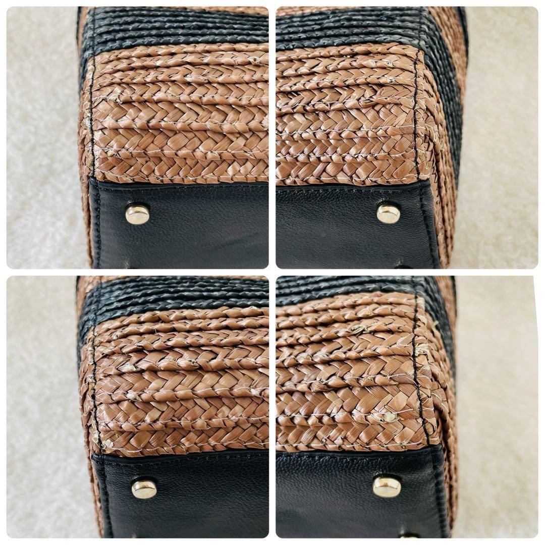 【美品】kate spade カゴバッグ ハンドバッグ バイカラー リボン