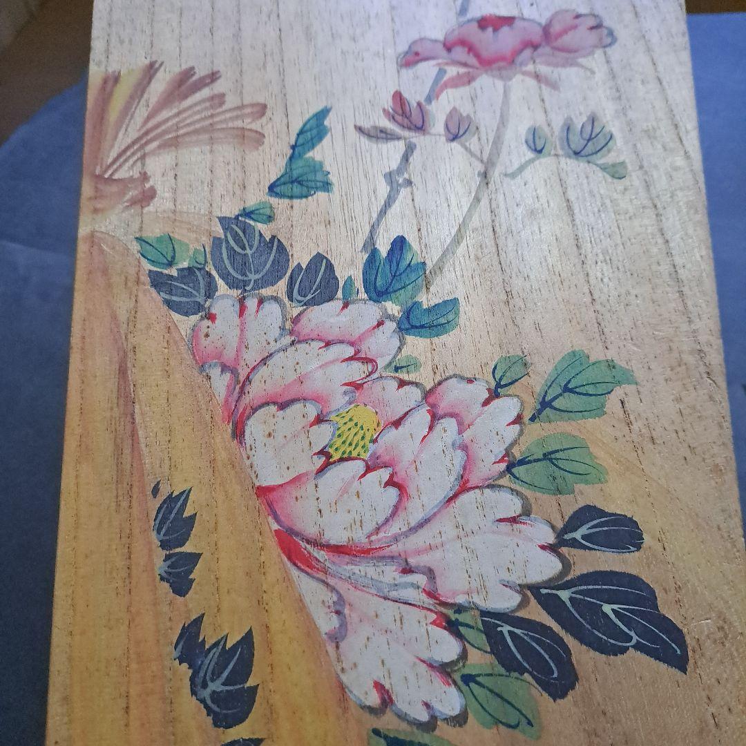 江戸羽子板　大丸特選　共箱入　緞子、綸子　桐板 牡丹図　市川団十郎写