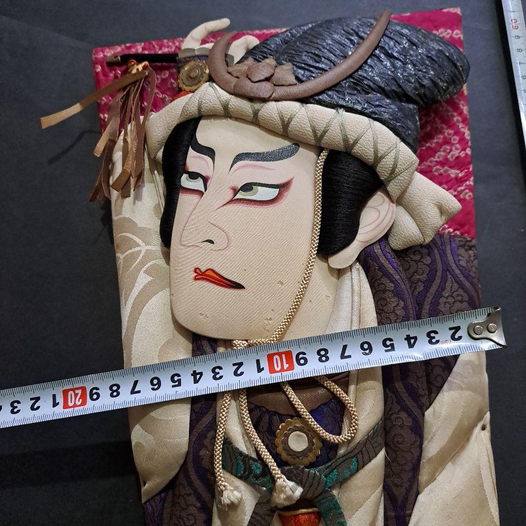 江戸羽子板　大丸特選　共箱入　緞子、綸子　桐板 牡丹図　市川団十郎写