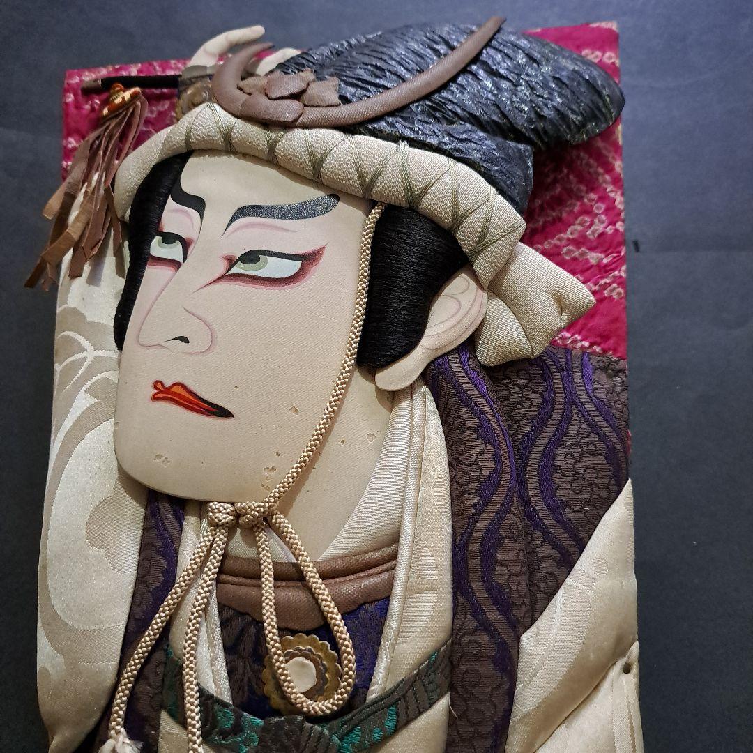 江戸羽子板　大丸特選　共箱入　緞子、綸子　桐板 牡丹図　市川団十郎写