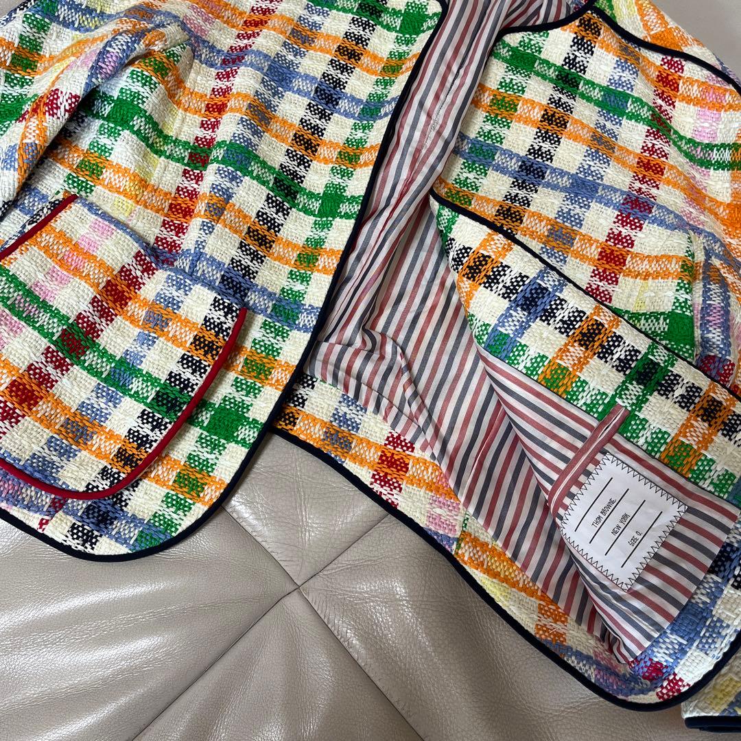 超希少レア！ トムブラウン ノーカラージャケット ツイード マルチカラー 0