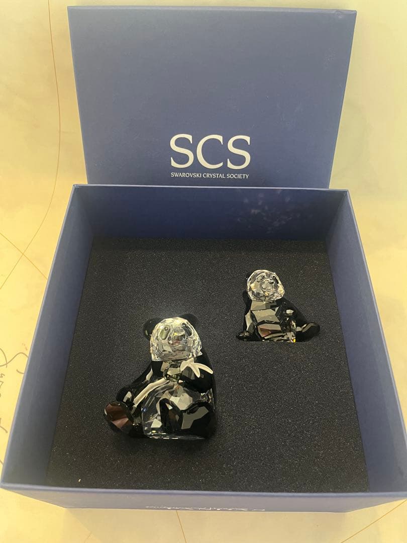 ナ*カ様 【稀少品】 スワロフスキー SWAROVSKI パンダ親子セット 置物