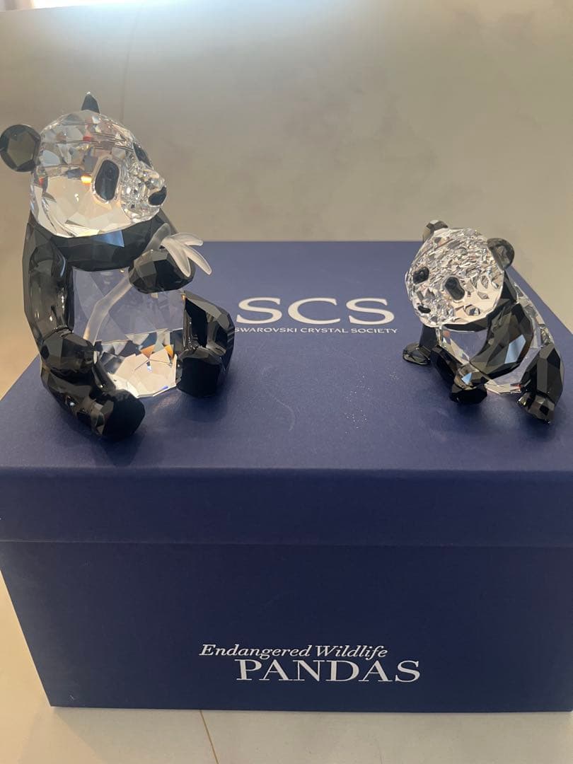 ナ*カ様 【稀少品】 スワロフスキー SWAROVSKI パンダ親子セット 置物