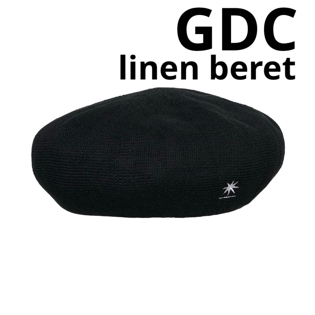 帽子 GDC linen beret black