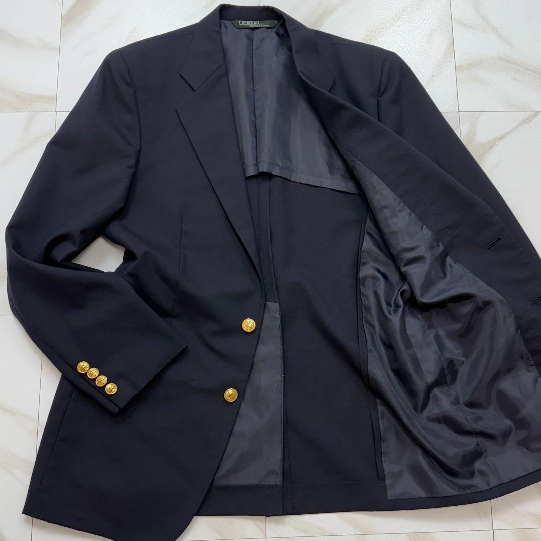 美品✨ポロ ラルフローレン テーラードジャケット 紺ブレ 背抜き