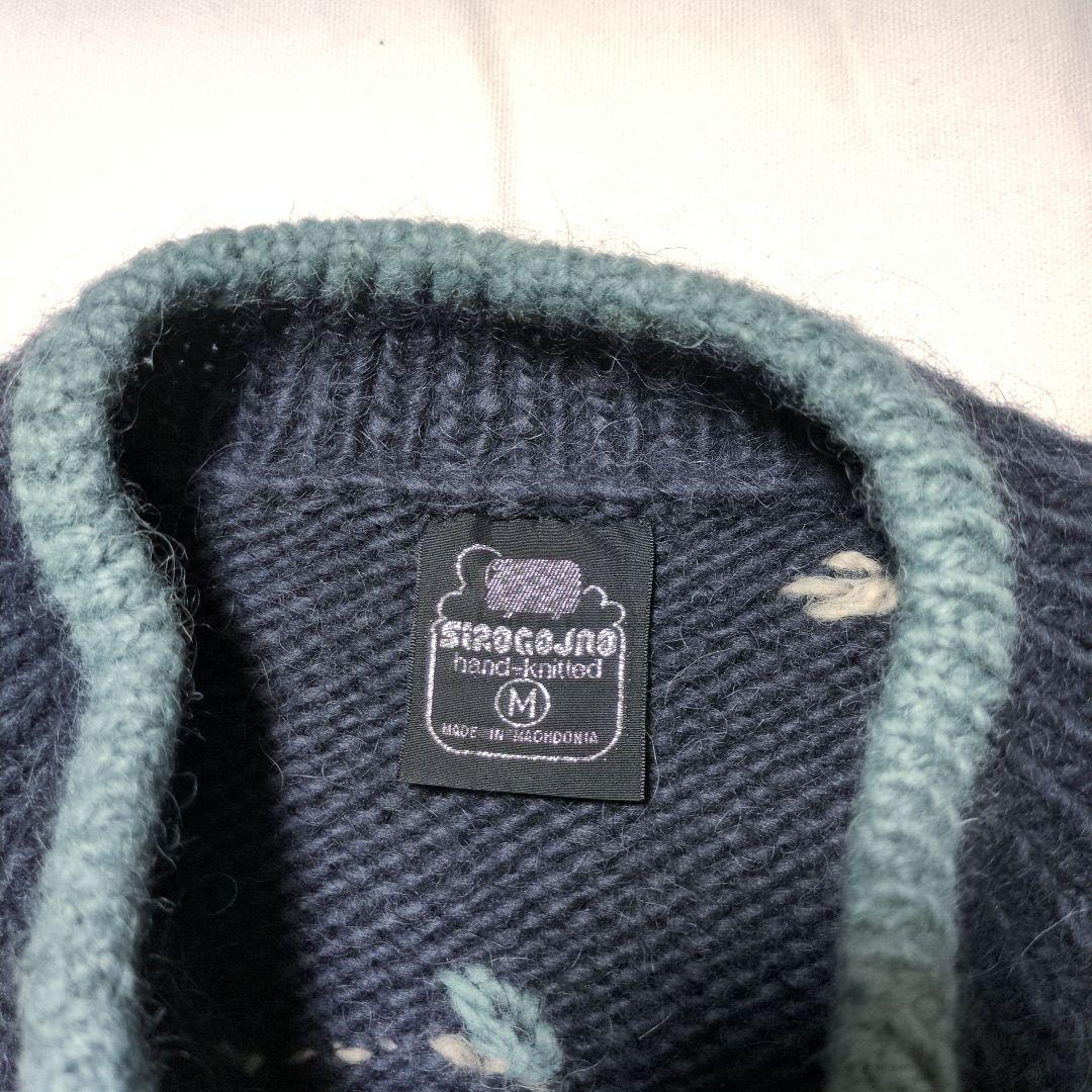 極美品 東欧製 シロゴイノ うさぎ柄 肉厚 ニット ジャケット ハンドメイド M