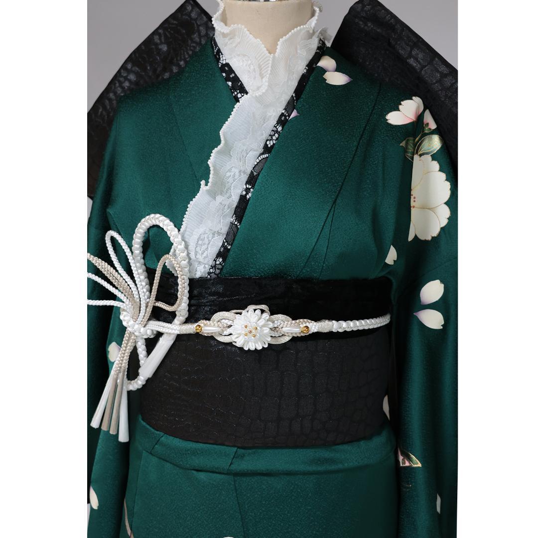 人気深緑ヴィンテージ振袖■158.5cm■単品単体成人式前撮り■正絹 BG25