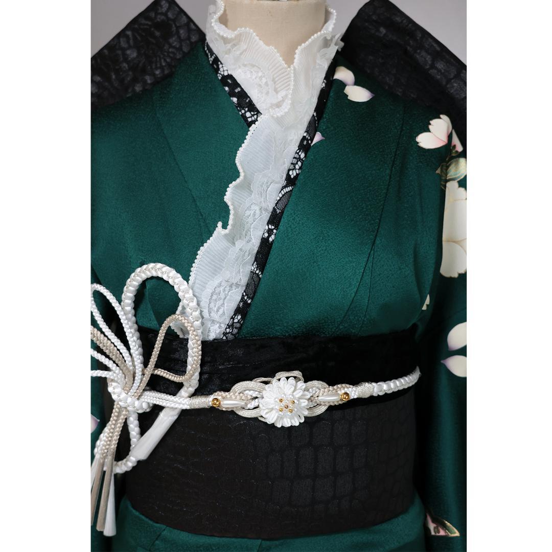 人気深緑ヴィンテージ振袖■158.5cm■単品単体成人式前撮り■正絹 BG25