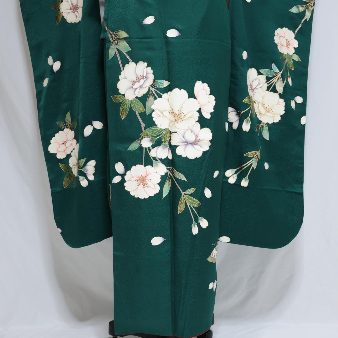 人気深緑ヴィンテージ振袖■158.5cm■単品単体成人式前撮り■正絹 BG25