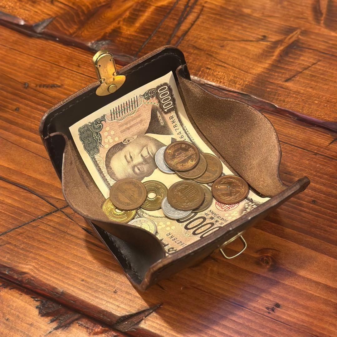 ちある　horween ホーウィン レザー財布 コンパクト 茶芯 ブラック