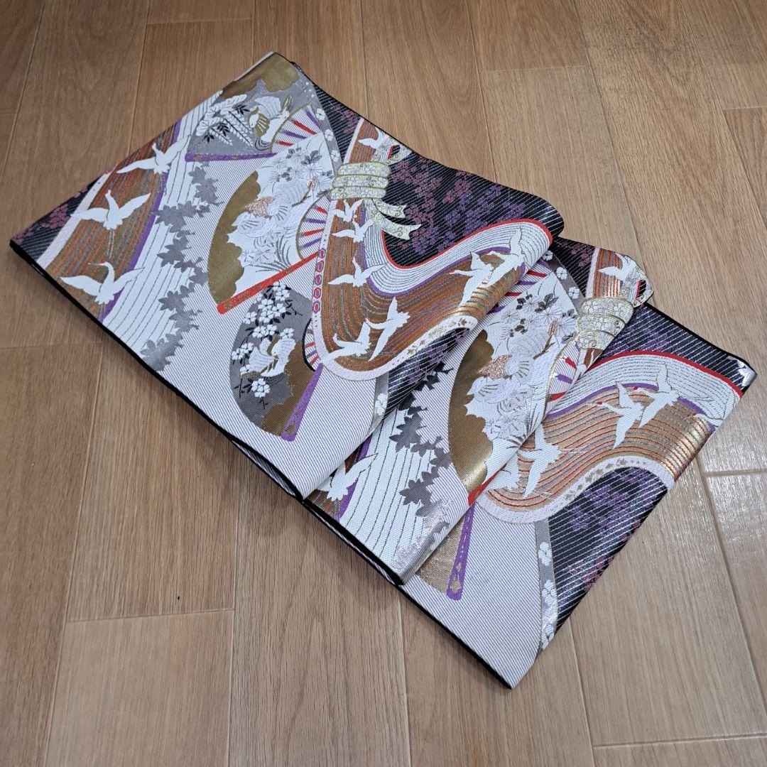 今大変お得なフルセット 正絹赤地振袖 ワイン裾グリーン御所車柄 成人式最適