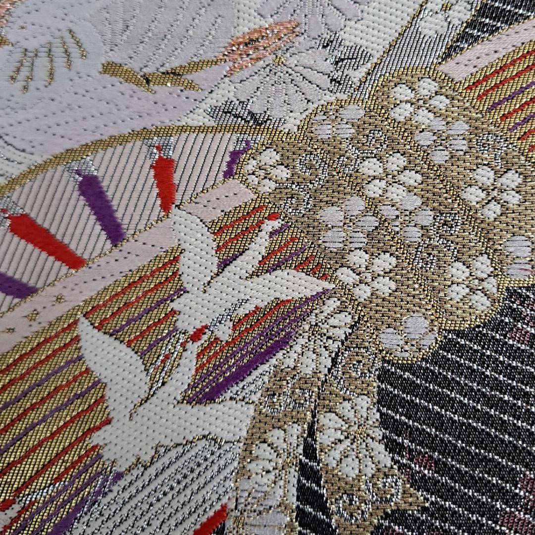 今大変お得なフルセット 正絹赤地振袖 ワイン裾グリーン御所車柄 成人式最適