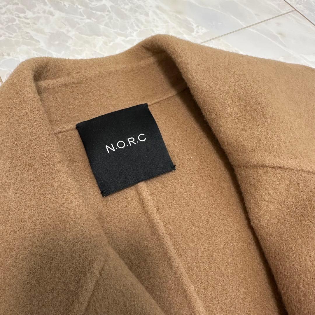 N.O.R.C ベルテッドミドル丈リバーコートキャメル1
