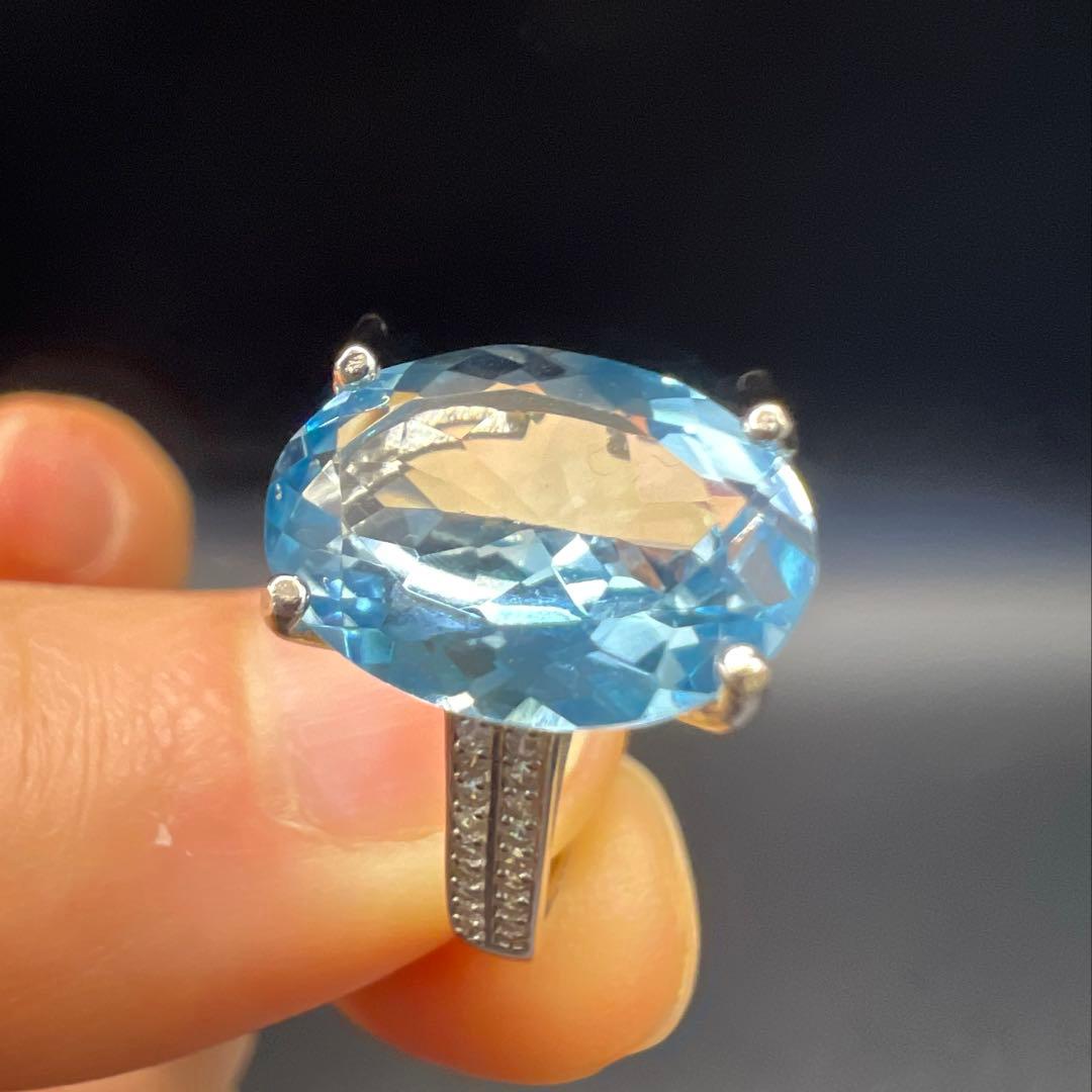 新品天然トパーズスカイブルーのS925使用リング指輪【海外鑑定書付き】10146
