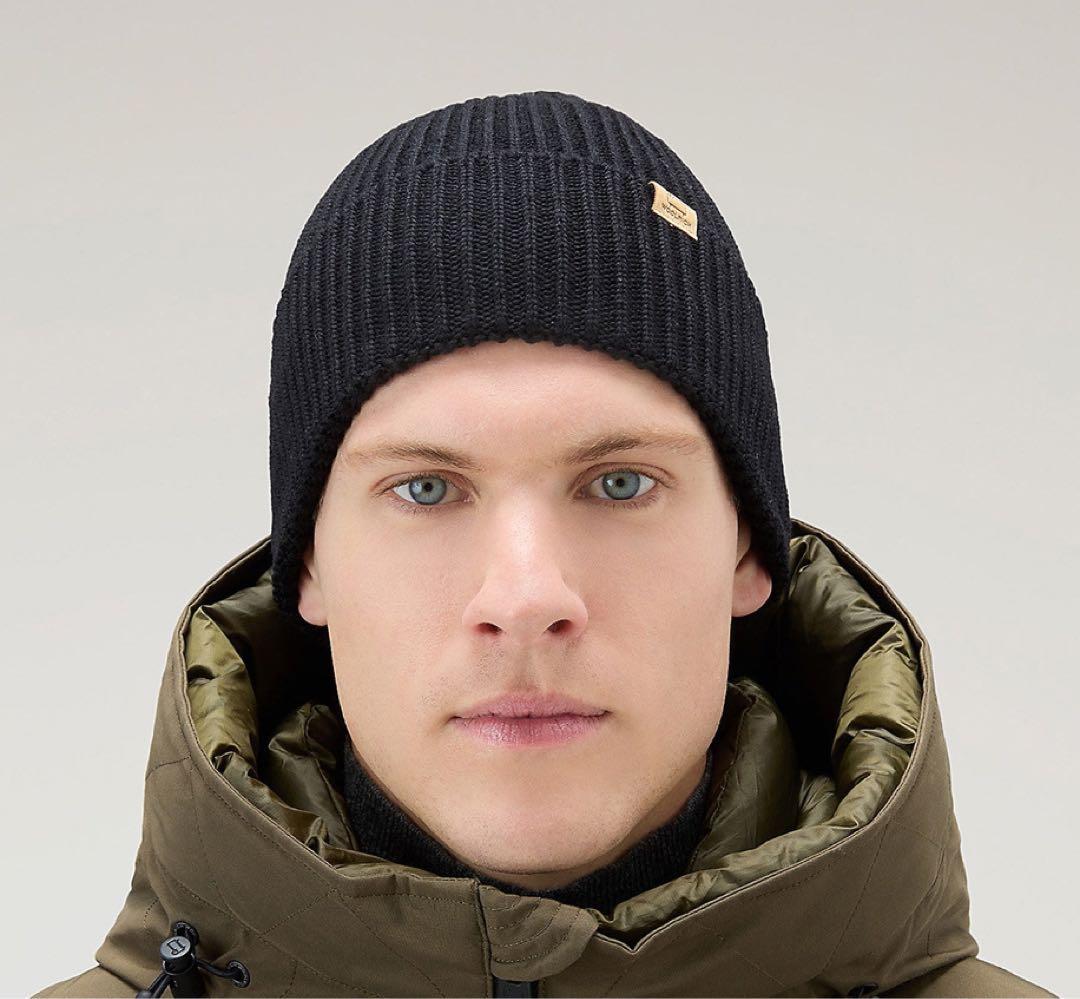 定価1.6万 新品 黒 ウールリッチ メリノウールリブビーニー ユニセックス