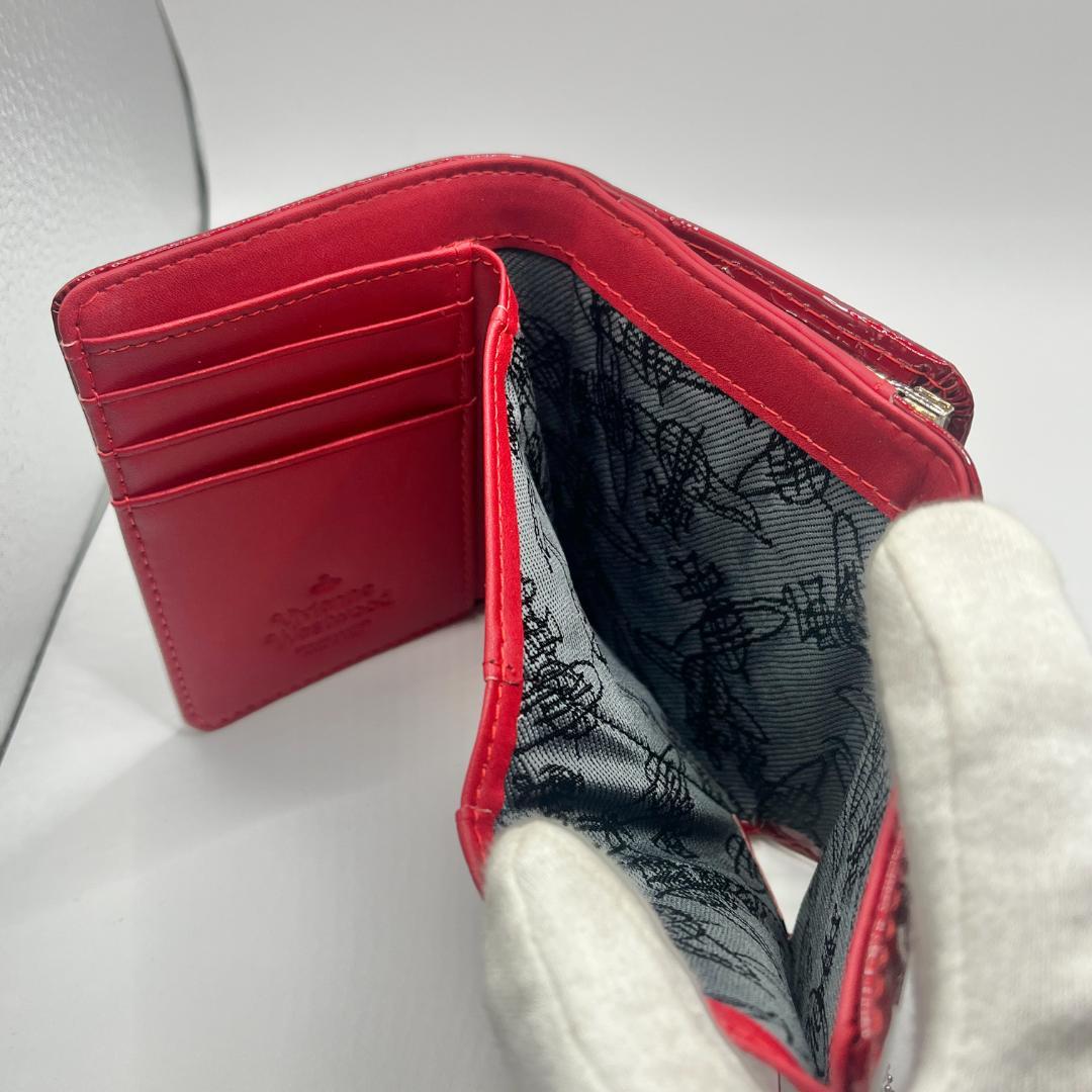 Vivienne Westwood がま口 赤 エナメル 型押し ツルツル 定番