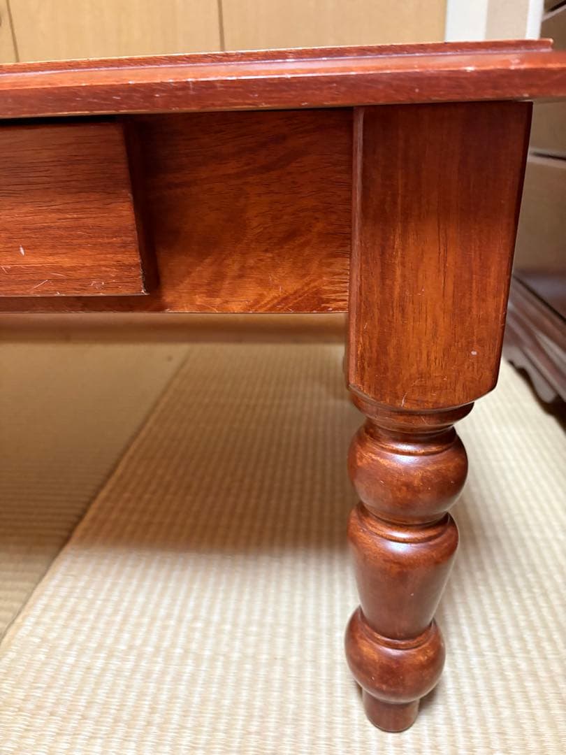 木製ローテーブル 2引き出し付き