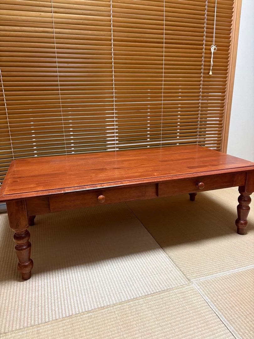 木製ローテーブル 2引き出し付き